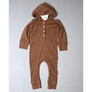 Kate Quinn Organic Cotton Brown Hoodie Romper 18-24 Mo Boy Girl NWT